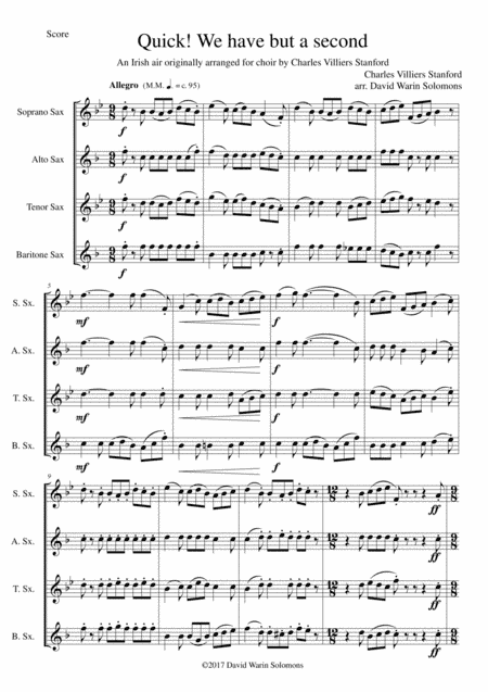 Quick we have but a second for saxophone quartet (arr. David Warin Solomons)