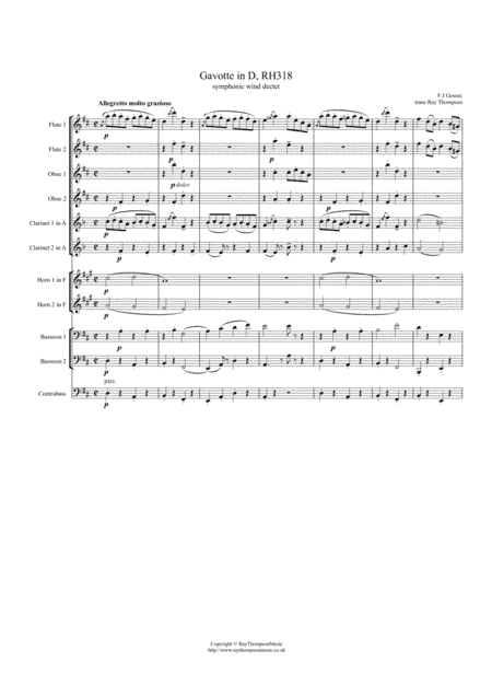 Gossec: Gavotte from Opera "Rosine" RH318 - symphonic wind/bass (arr. Ray Thompson)