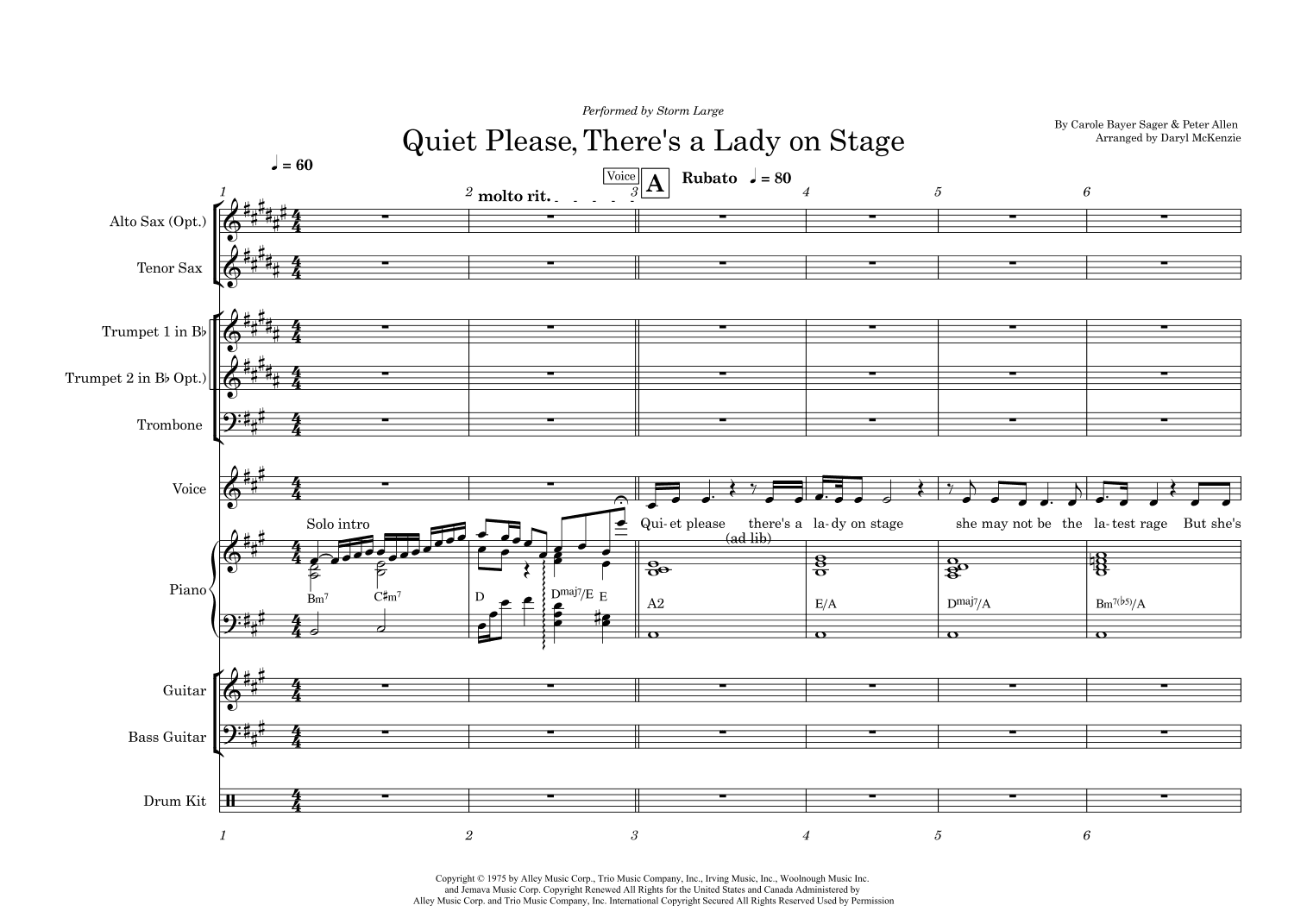 Quiet Please, There's A Lady On Stage (arr. Daryl McKenzie)