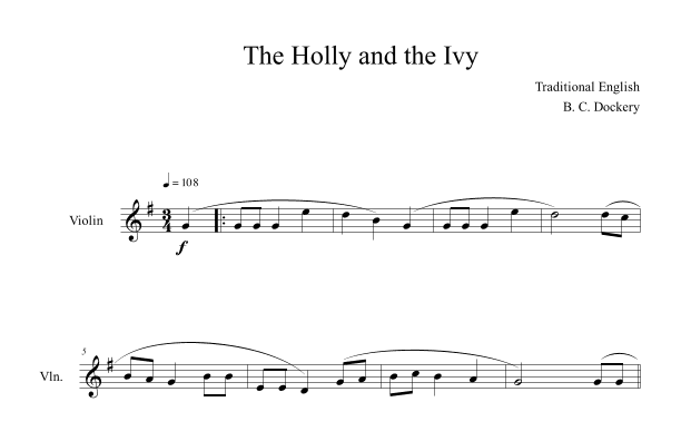 The Holly and the Ivy (Violin Solo) (arr. B. C. Dockery)