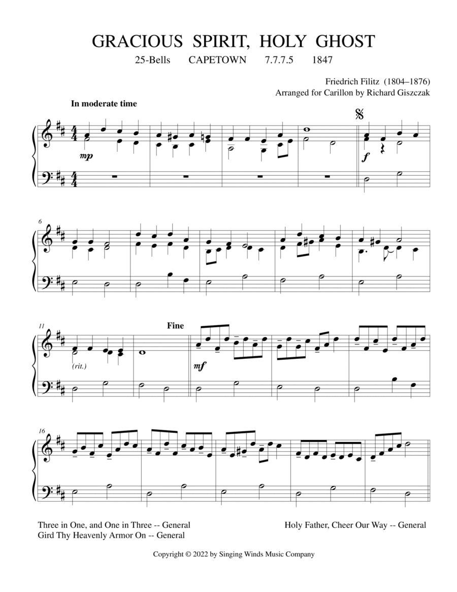 25B. Gracious Spirit, Holy Ghost (CAPETOWN) (arr. Richard Giszczak)