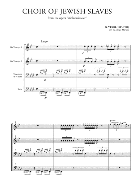 Choir of the Jewish Slaves for Brass Quartet (arr. Diego Marani)