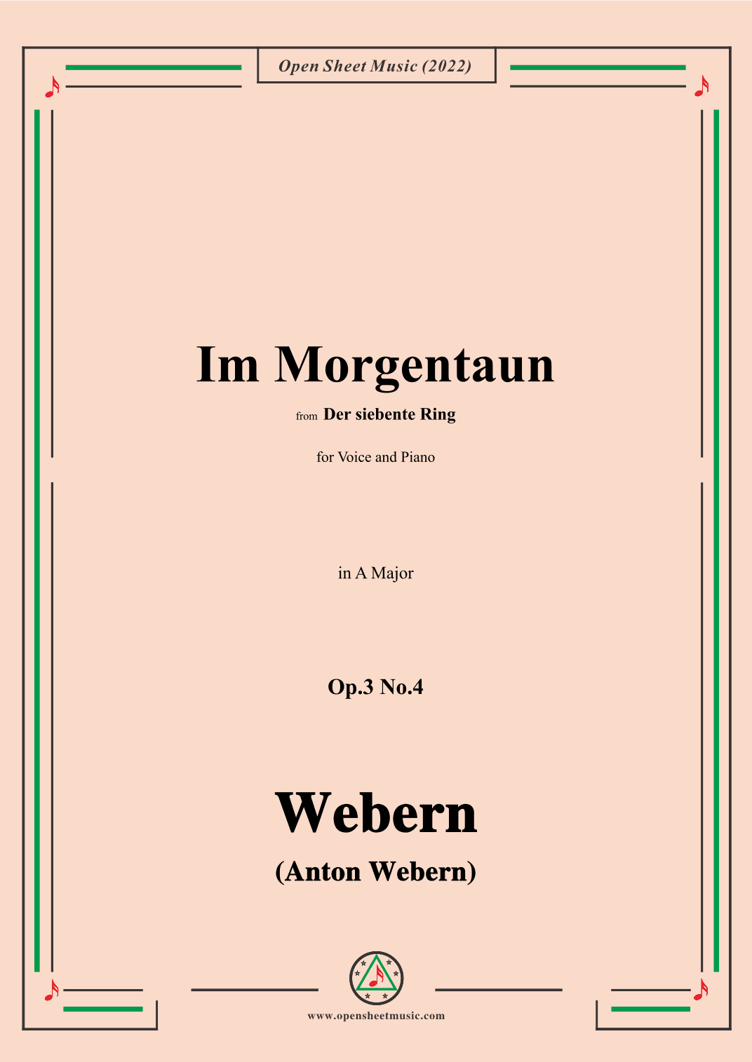 Webern-Im Morgentaun,Op.3 No.4,in A Major (arr. OSM Press)