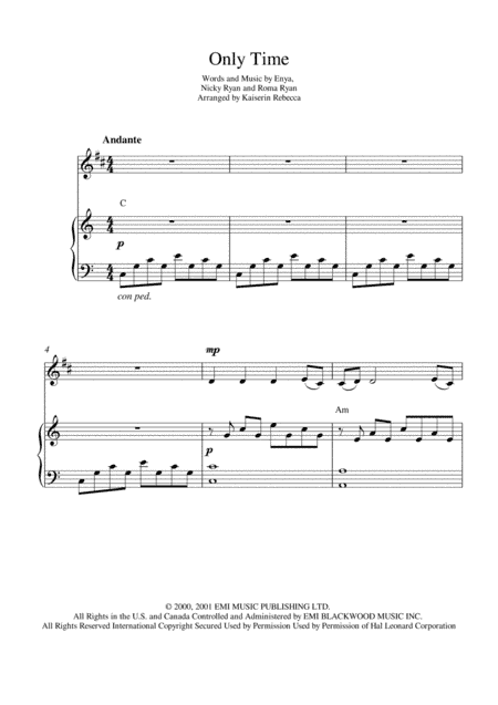 Only Time (arr. Kaiserin Rebecca)