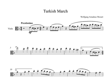 Turkish March - Wolfgang Amadeus Mozart (Viola) (arr. Digital Book Music)
