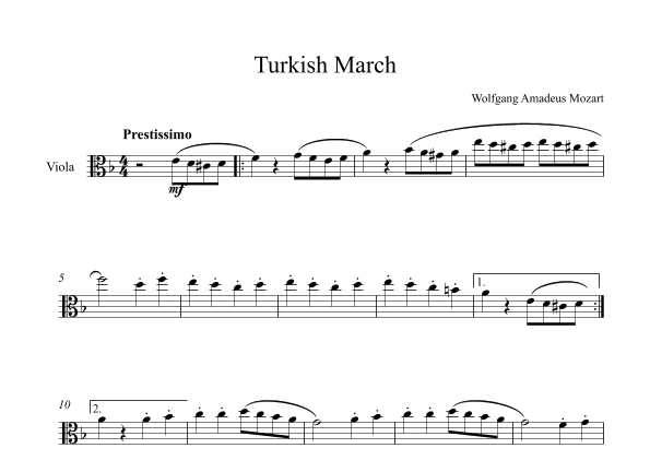 Turkish March - Wolfgang Amadeus Mozart (Viola) (arr. Digital Book Music)