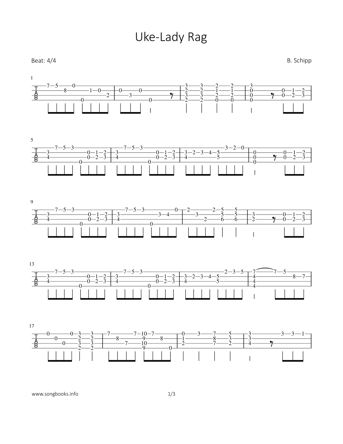 Uke Lady Rag (arr. Bettina Schipp)