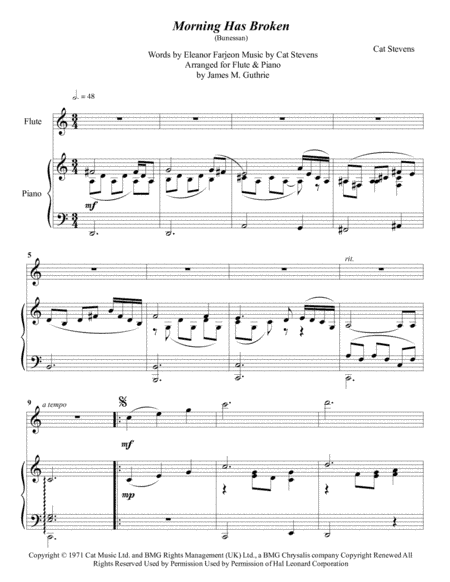 Morning Has Broken (arr. James M. Guthrie, ASCAP)