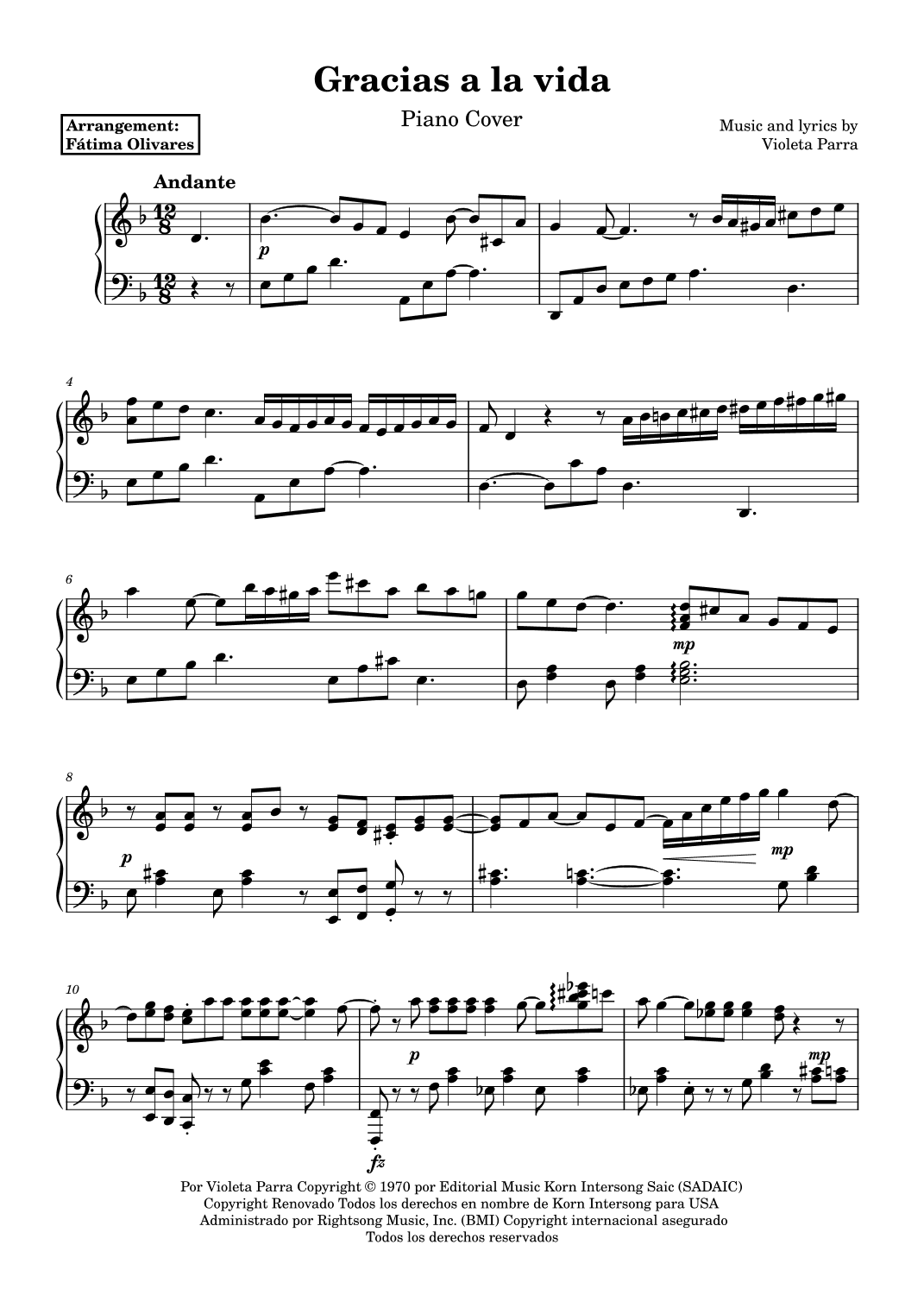 Gracias A La Vida (arr. Fátima Olivares)