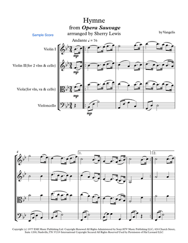 Hymne (arr. Sherry Lewis Publishing)