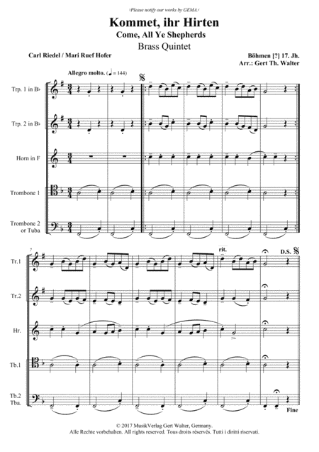 Come, All Ye Shepherds (arr. Gert Th. Walter)