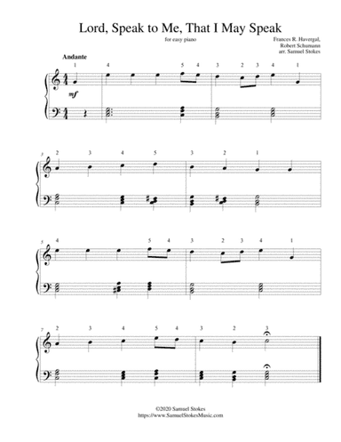 Lord, Speak to Me, That I May Speak - for easy piano (arr. Samuel Stokes)