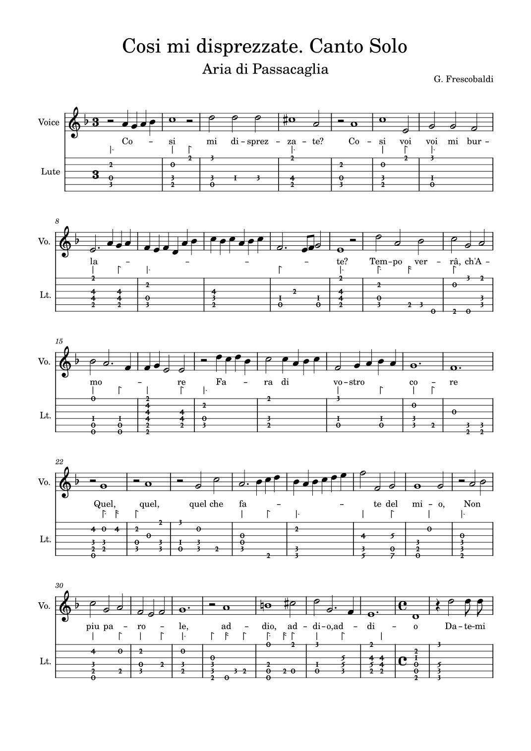 Cosi mi disprezzate (arr. Sarper Dagtekin)