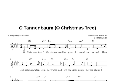 O Tannenbaum (O Christmas Tree) - Key of D-Flat Major (arr. R. Salvario)