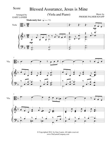 BLESSED ASSURANCE (Viola/Piano and Viola Part) (arr. Gary Lanier)