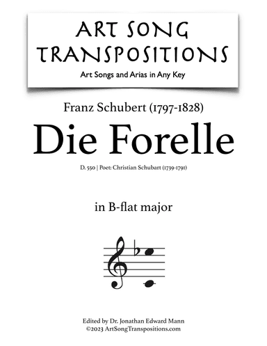SCHUBERT: Die Forelle, D. 550 (transposed to B-flat major) (arr. ArtSongTranspositions.com)