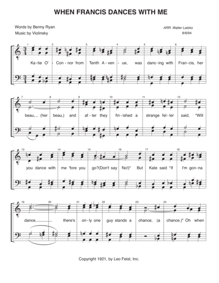 WHEN FRANCIS DANCES WITH ME (arr. Walter Latzko)