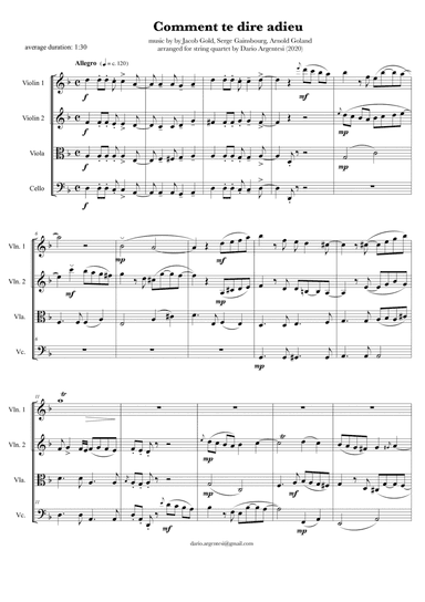 Comment Te Dire Adieu (arr. Dario Argentesi)
