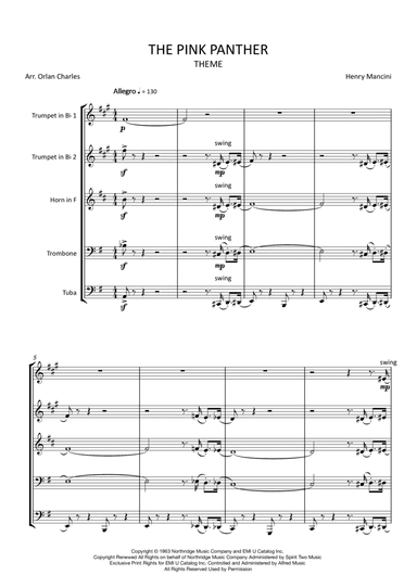 The Pink Panther (arr. Orlan Charles)