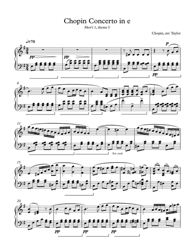 Chopin.Concerto in e (1st theme, mov't 1) (arr. Paul Taylor)