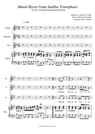 Antonio Vivaldi: Mundi rector for SA, flute and piano, G – minor (arr. Ivana Tuskan)
