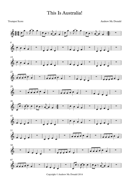 This Is Australia Trumpet Score