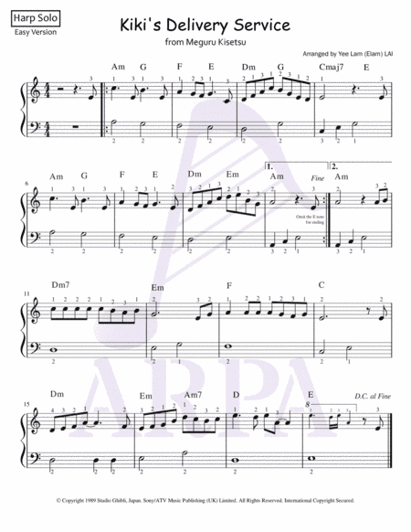 Kiki's Delivery Service (on A Clear Day) (arr. Yee Lam (Elam) LAI)