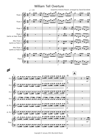 William Tell Overture for flute Quartet (arr. David Burndrett)