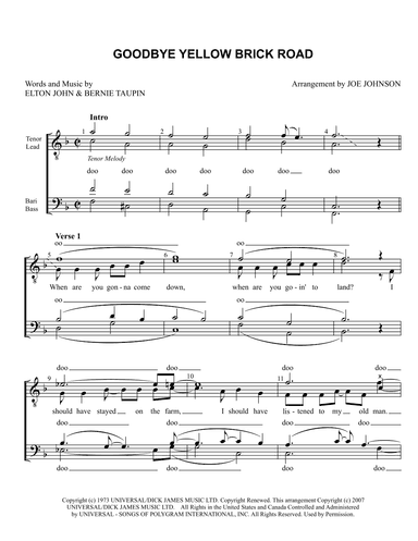 Goodbye Yellow Brick Road (arr. Joe Johnson)