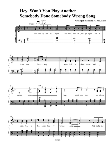 (hey, Won't You Play) Another Somebody Done Somebody Wrong Song (arr. Diane M. McGahee)
