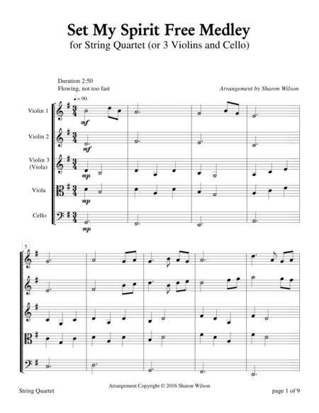 Set My Spirit Free Medley (for String Quartet) (arr. Sharon Wilson)