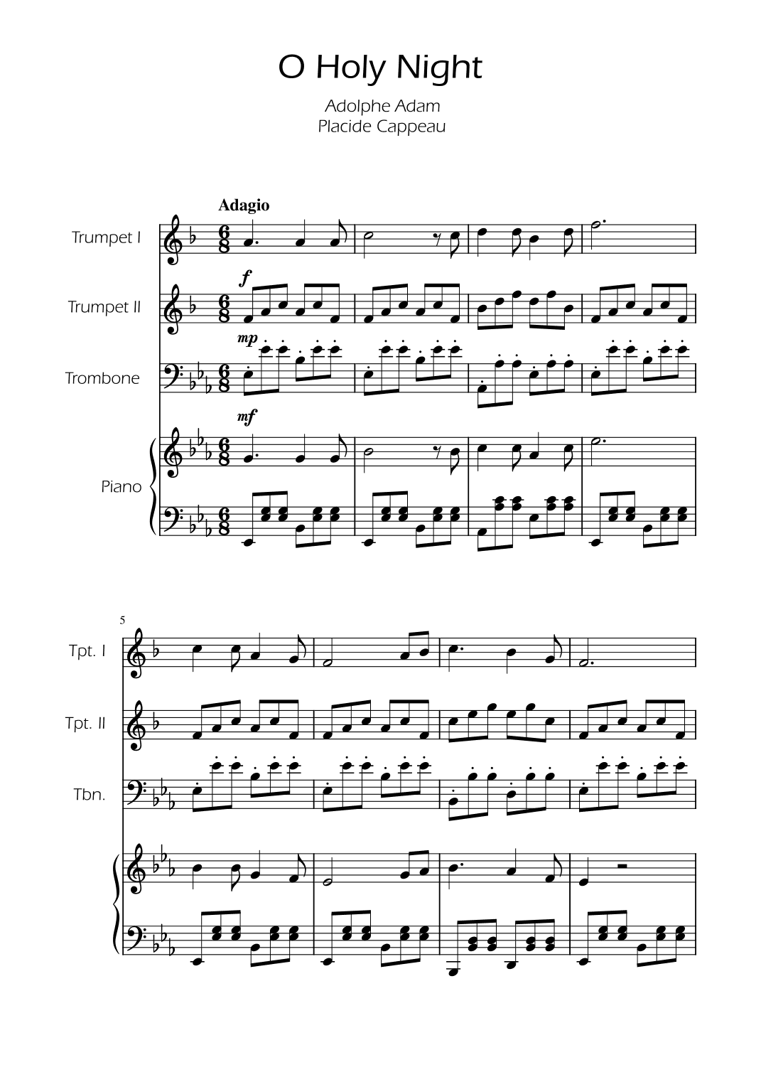 O Holy Night - Brass Trio w/ Piano (arr. Ygor Nunes)