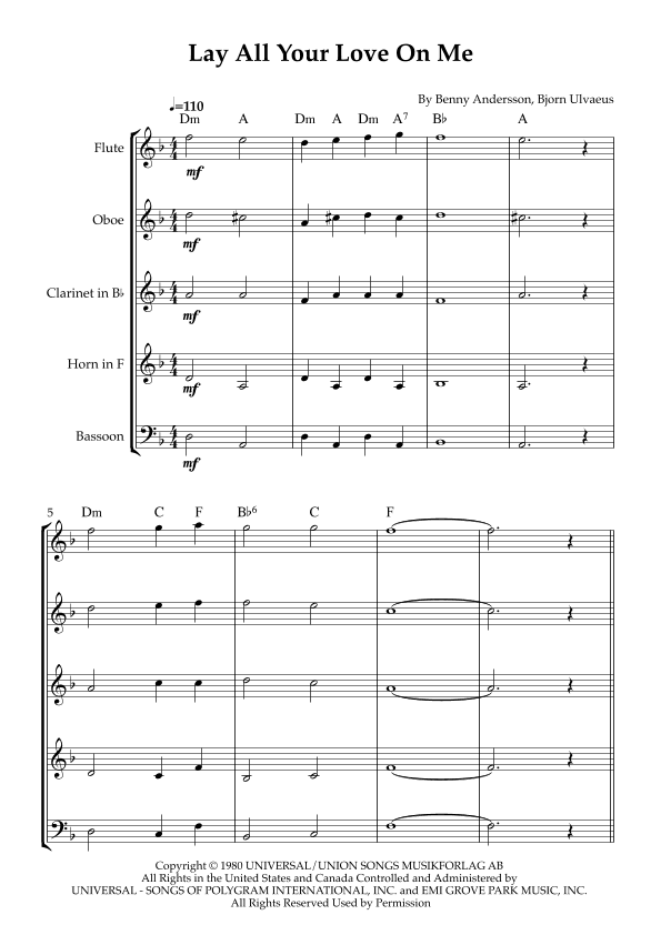 Lay All Your Love On Me (arr. Karen Gueiros)