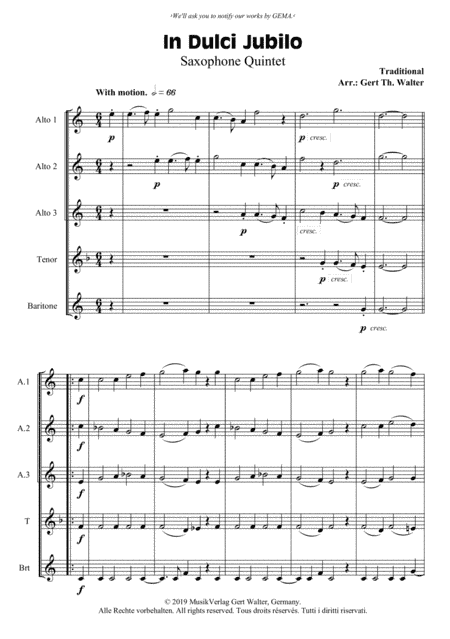 In Dulci Jubilo (arr. Gert Th. Walter)