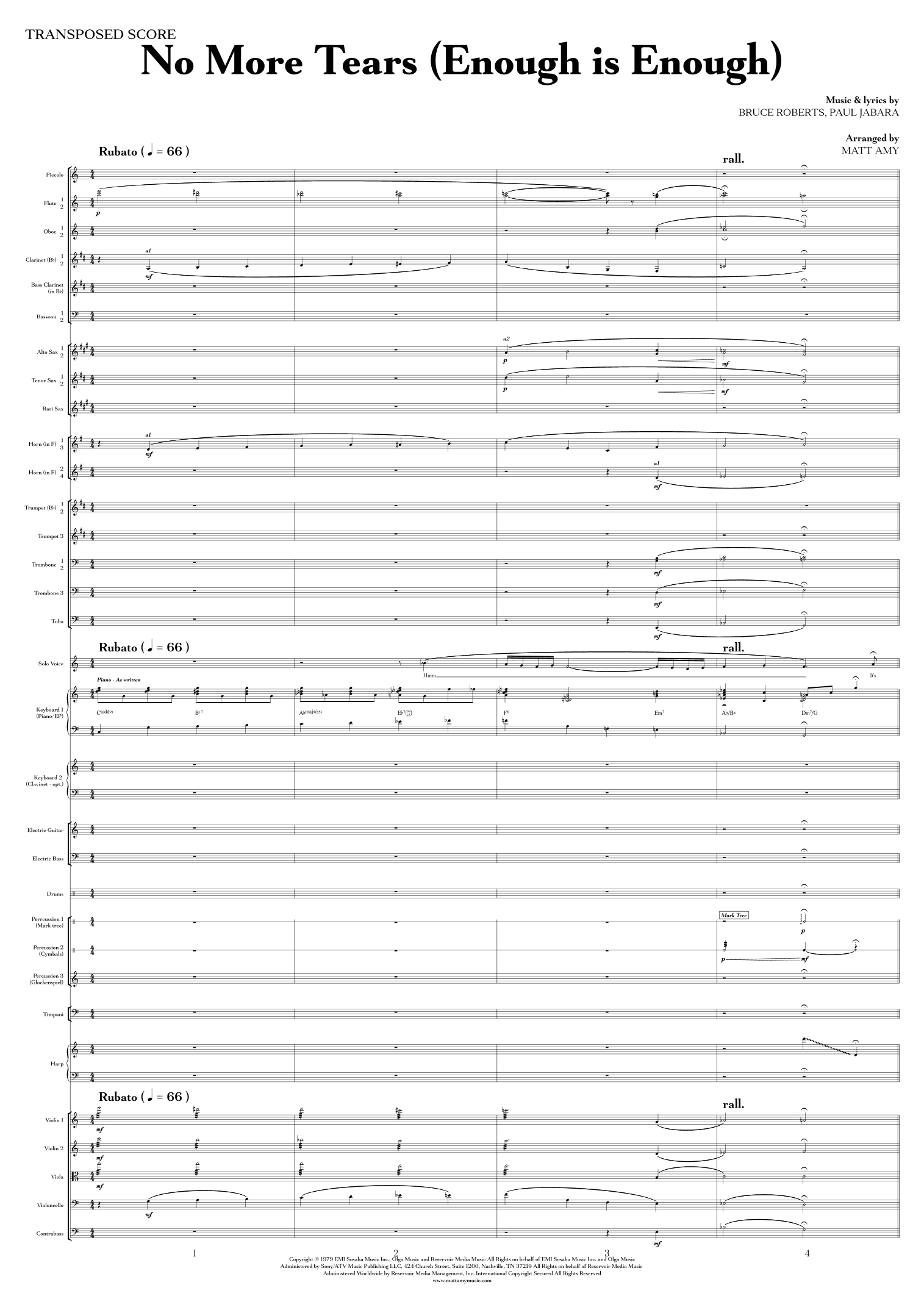 No More Tears (enough Is Enough) (arr. Matt Amy)