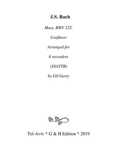 Confiteor from Mass, BWV 232 (arrangement for recorders) (arr. Gil Garty)