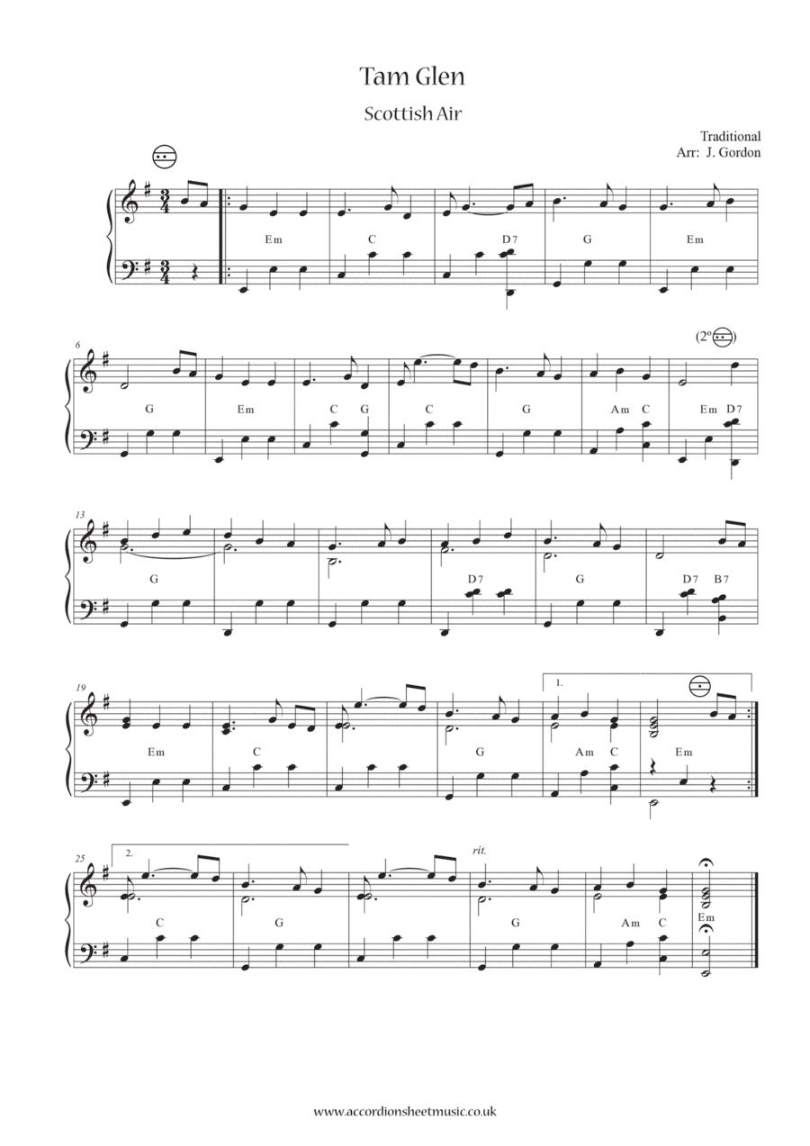 Tam Glen (arr. Julia Gordon)