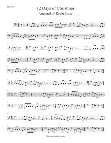 12 Days Of Christmas (Easy key of C) Bassoon (arr. Kevin Busse)