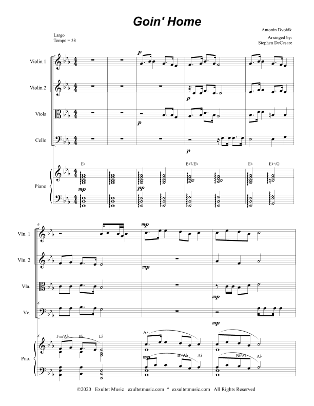Goin' Home (for String Quartet and Piano) (arr. Stephen DeCesare)