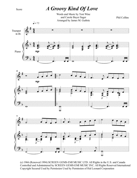 A Groovy Kind Of Love (arr. James M. Guthrie, ASCAP)