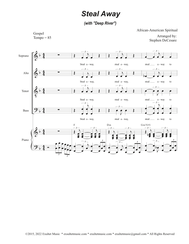 Steal Away (with "Deep River") (Solo and SATB divisi) (arr. Stephen DeCesare)