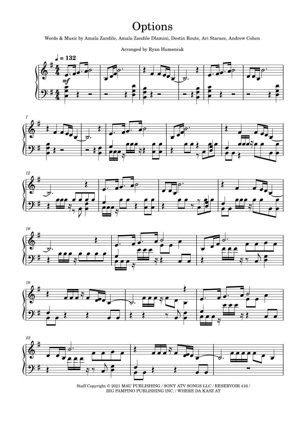 Options (arr. Ryan Humeniuk)