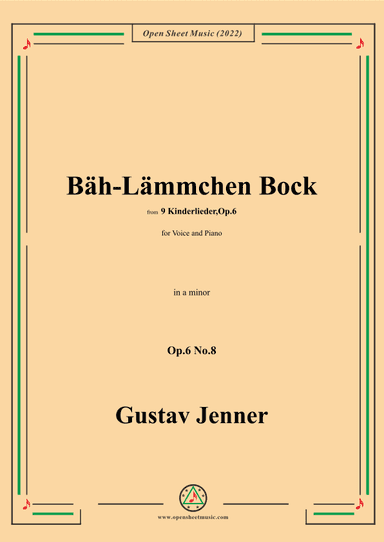 Jenner-Bäh-Lämmchen Bock,in a minor,Op.6 No.8 (arr. OSM Press)
