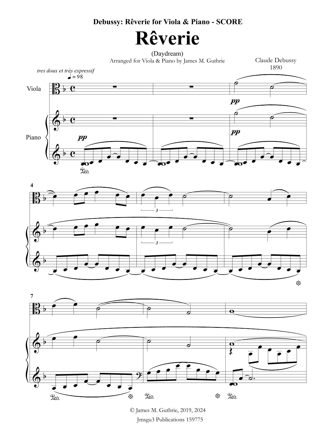 Debussy: Reverie for Viola & Piano (arr. James M. Guthrie)