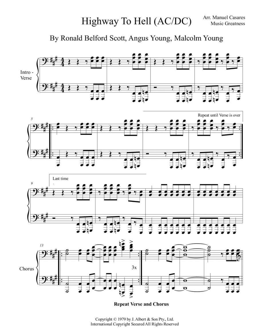 Highway To Hell (arr. Music Greatness)
