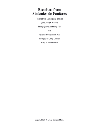 Rondeau from Sinfonies de Fanfares String Quartet, Trio w opt Trumpet (arr. Craig Duncan)