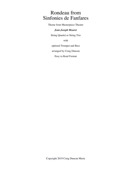 Rondeau from Sinfonies de Fanfares String Quartet, Trio w opt Trumpet (arr. Craig Duncan)