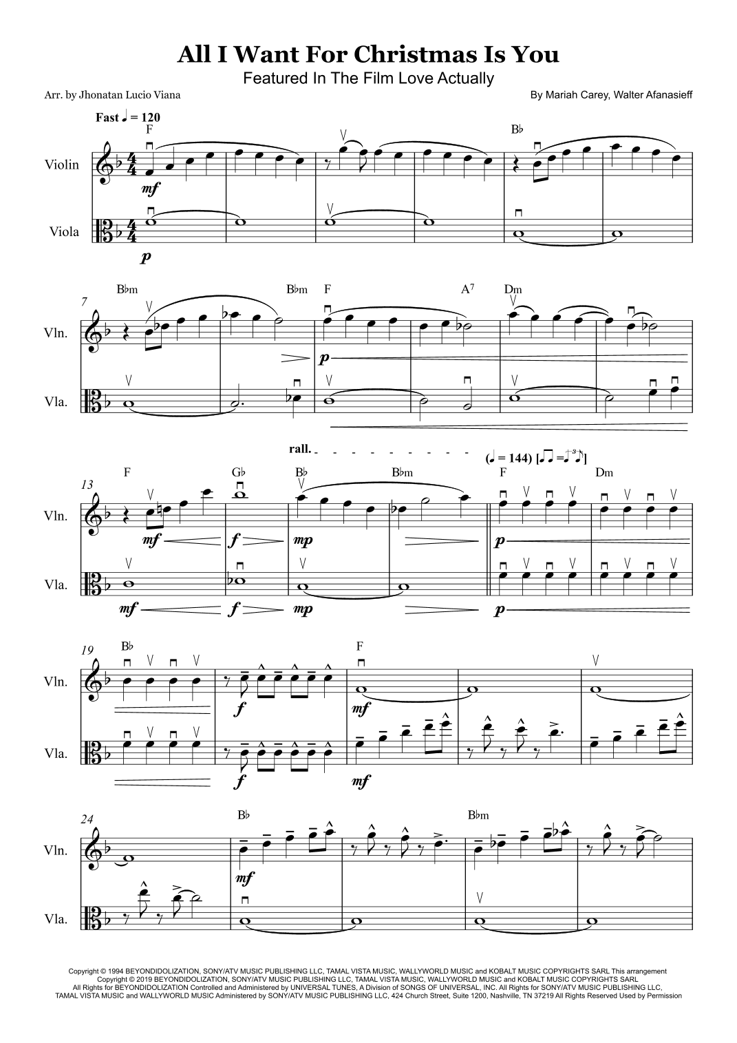 All I Want For Christmas Is You (arr. Jhonatan Lucio Viana)