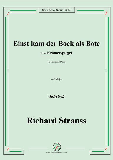 Richard Strauss-Einst kam der Bock als Bote,in C Major,Op.66 No.2 (arr. OSM Press)