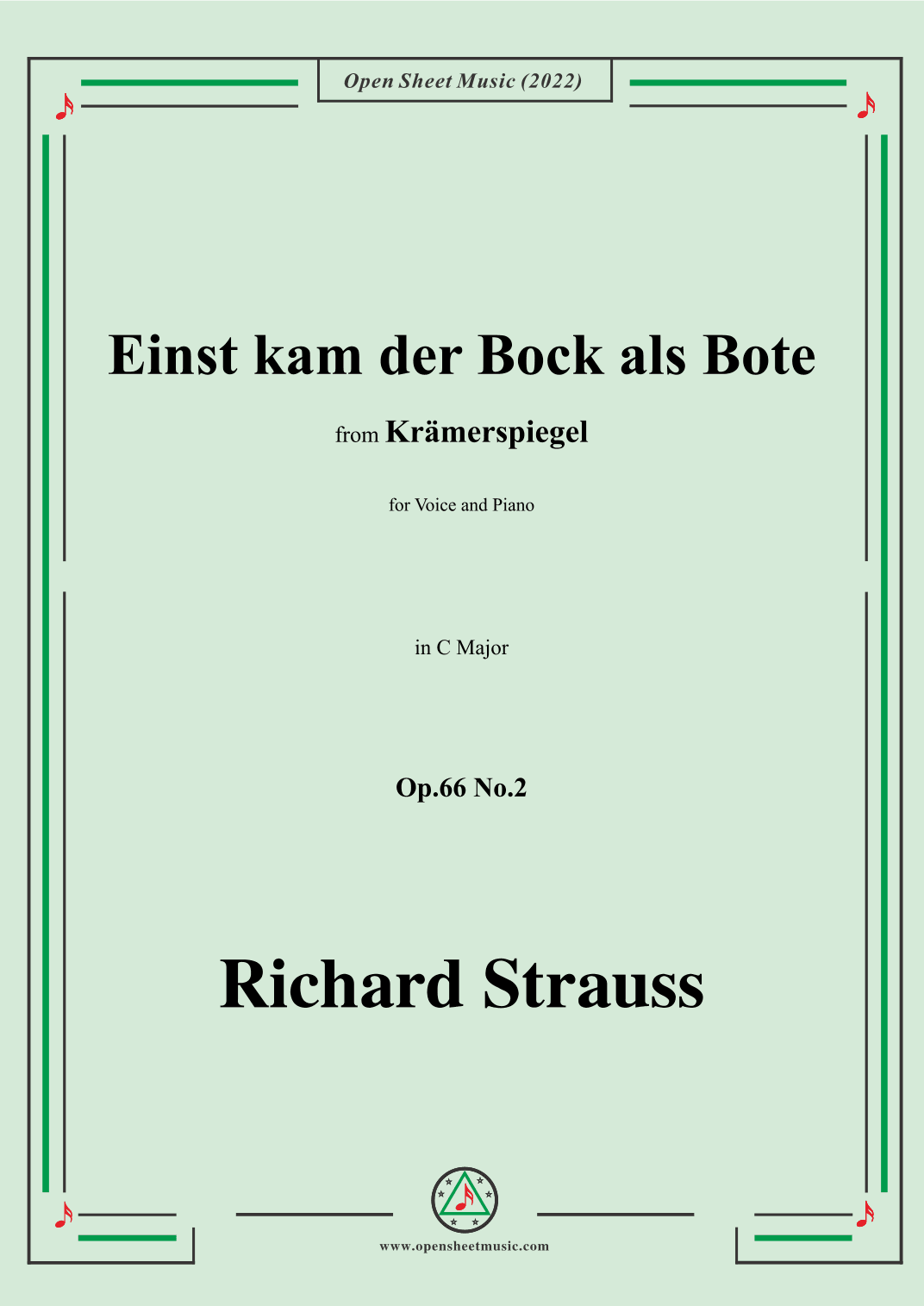 Richard Strauss-Einst kam der Bock als Bote,in C Major,Op.66 No.2 (arr. OSM Press)